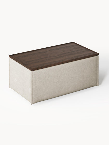 Westwing Reposapiés Puf De Mezcla De Lino Con Espacio De Almacenamiento Lennon