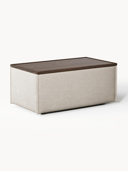Westwing Reposapiés puf de mezcla de lino con espacio de almacenamiento Lennon