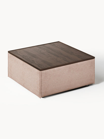 Westwing Reposapiés Puf De Mezcla De Lino Con Espacio De Almacenamiento Lennon