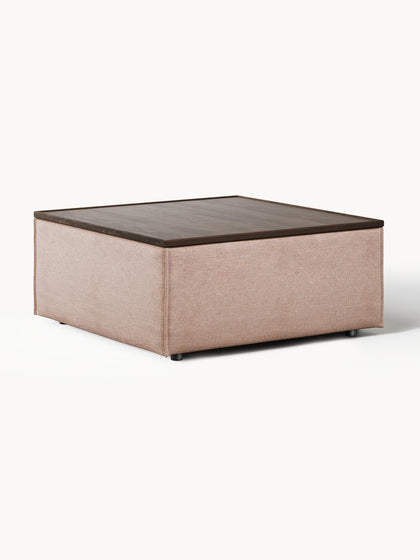 Westwing Reposapiés puf de mezcla de lino con espacio de almacenamiento Lennon