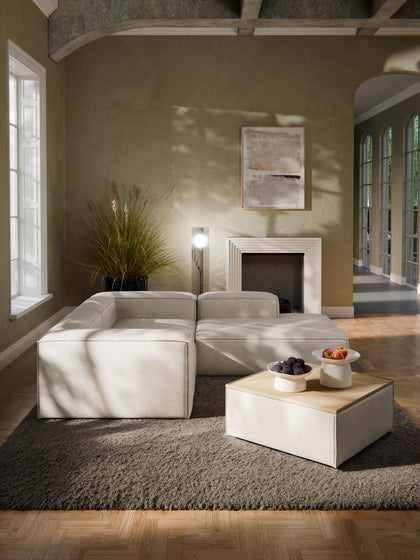 Westwing Reposapiés Puf De Mezcla De Lino Con Espacio De Almacenamiento Lennon