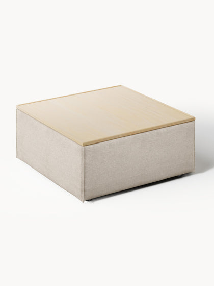 Westwing Reposapiés Puf De Mezcla De Lino Con Espacio De Almacenamiento Lennon