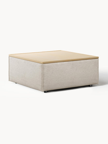 Westwing Reposapiés puf de mezcla de lino con espacio de almacenamiento Lennon