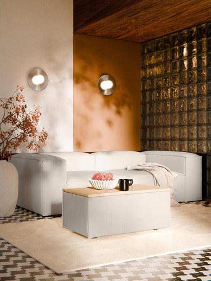 Westwing Reposapiés Puf De Mezcla De Lino Con Espacio De Almacenamiento Lennon