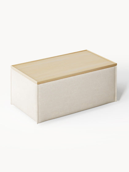 Westwing Reposapiés Puf De Mezcla De Lino Con Espacio De Almacenamiento Lennon