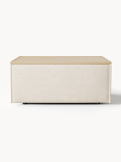 Westwing Reposapiés Puf De Mezcla De Lino Con Espacio De Almacenamiento Lennon