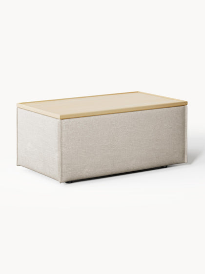 Westwing Reposapiés puf de mezcla de lino con espacio de almacenamiento Lennon