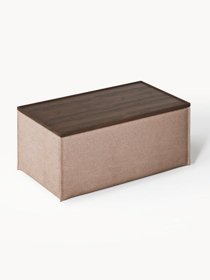 Westwing Reposapiés Puf De Mezcla De Lino Con Espacio De Almacenamiento Lennon