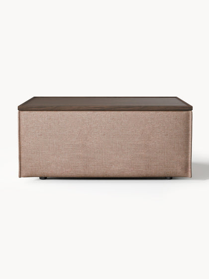 Westwing Reposapiés Puf De Mezcla De Lino Con Espacio De Almacenamiento Lennon