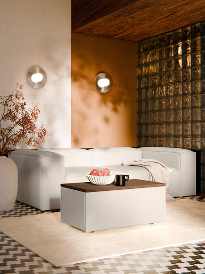 Westwing Reposapiés Puf De Mezcla De Lino Con Espacio De Almacenamiento Lennon