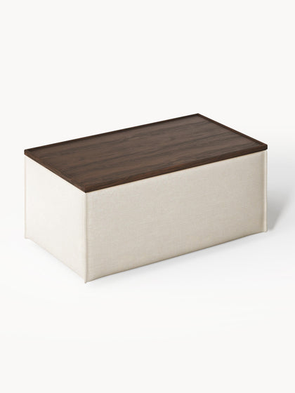 Westwing Reposapiés Puf De Mezcla De Lino Con Espacio De Almacenamiento Lennon