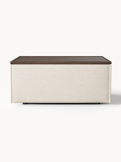 Westwing Reposapiés Puf De Mezcla De Lino Con Espacio De Almacenamiento Lennon