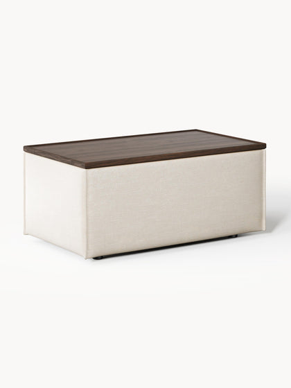 Westwing Reposapiés puf de mezcla de lino con espacio de almacenamiento Lennon