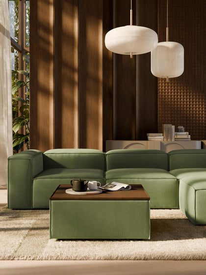 Westwing Reposapiés Puf De Pana Con Espacio De Almacenamiento Lennon