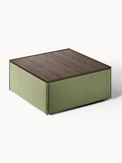 Westwing Reposapiés Puf De Pana Con Espacio De Almacenamiento Lennon