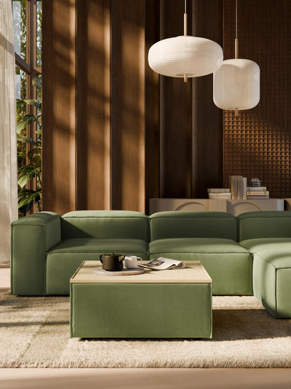 Westwing Reposapiés Puf De Pana Con Espacio De Almacenamiento Lennon