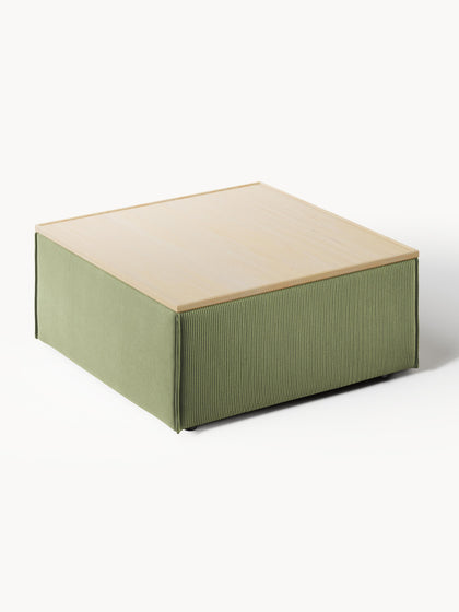 Westwing Reposapiés Puf De Pana Con Espacio De Almacenamiento Lennon