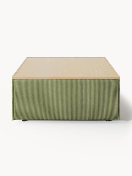 Westwing Reposapiés Puf De Pana Con Espacio De Almacenamiento Lennon