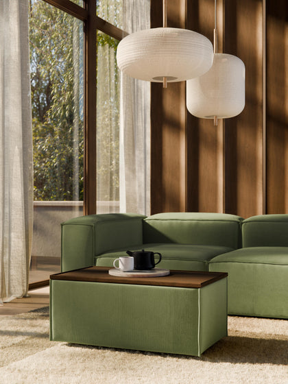 Westwing Reposapiés Puf De Pana Con Espacio De Almacenamiento Lennon