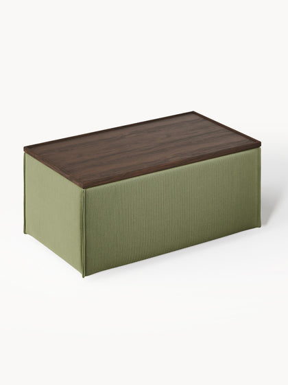 Westwing Reposapiés Puf De Pana Con Espacio De Almacenamiento Lennon