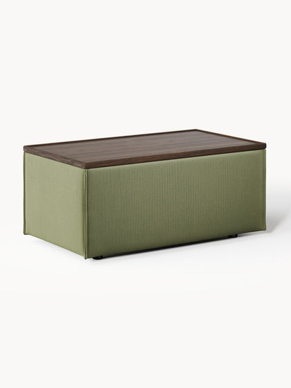 Westwing Reposapiés puf de pana con espacio de almacenamiento Lennon