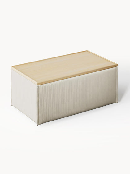 Westwing Reposapiés Puf De Pana Con Espacio De Almacenamiento Lennon