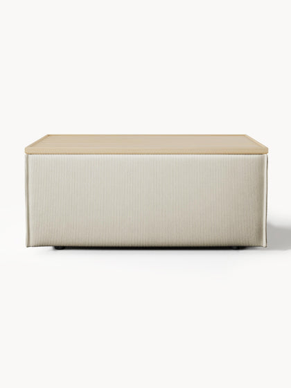 Westwing Reposapiés Puf De Pana Con Espacio De Almacenamiento Lennon