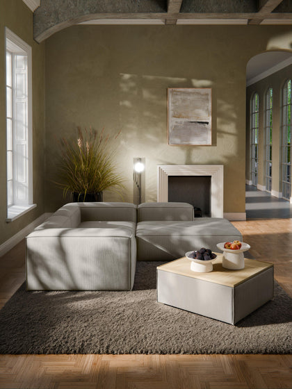 Westwing Reposapiés Puf De Pana Con Espacio De Almacenamiento Lennon