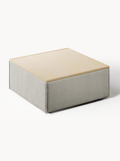 Westwing Reposapiés Puf De Pana Con Espacio De Almacenamiento Lennon