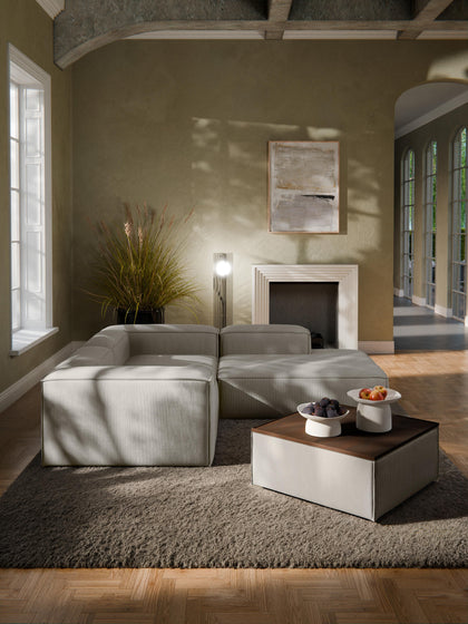 Westwing Reposapiés Puf De Pana Con Espacio De Almacenamiento Lennon