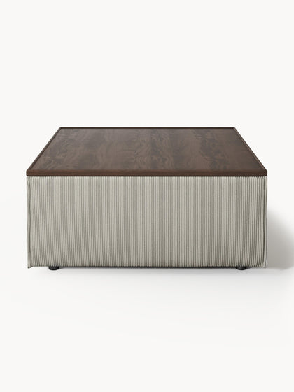 Westwing Reposapiés Puf De Pana Con Espacio De Almacenamiento Lennon