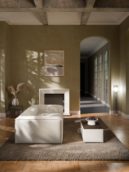 Westwing Reposapiés Puf De Pana Con Espacio De Almacenamiento Lennon