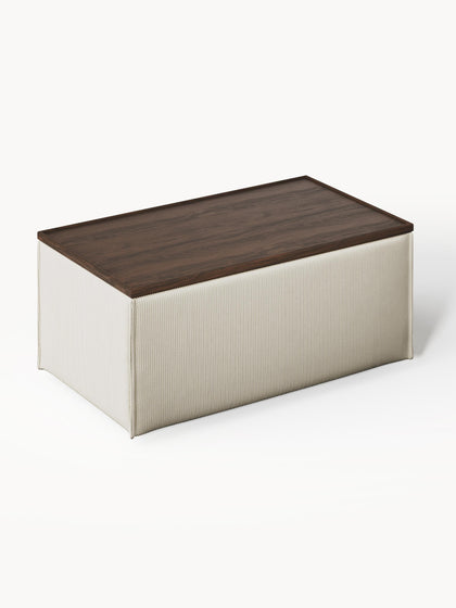 Westwing Reposapiés Puf De Pana Con Espacio De Almacenamiento Lennon