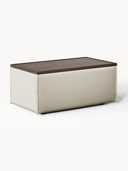 Westwing Reposapiés puf de pana con espacio de almacenamiento Lennon