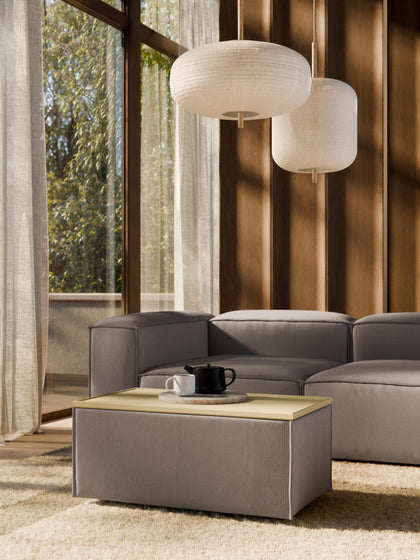 Westwing Reposapiés Puf De Pana Con Espacio De Almacenamiento Lennon