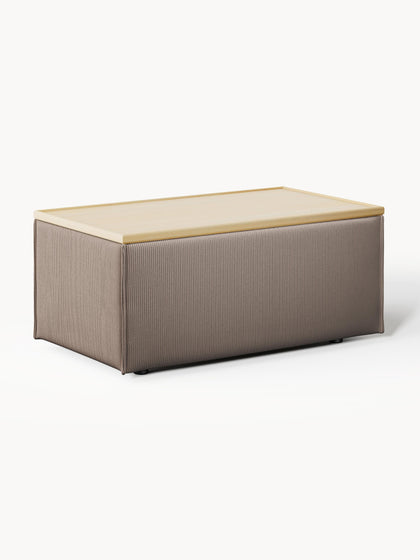 Westwing Reposapiés puf de pana con espacio de almacenamiento Lennon