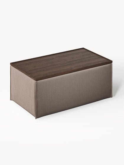 Westwing Reposapiés Puf De Pana Con Espacio De Almacenamiento Lennon