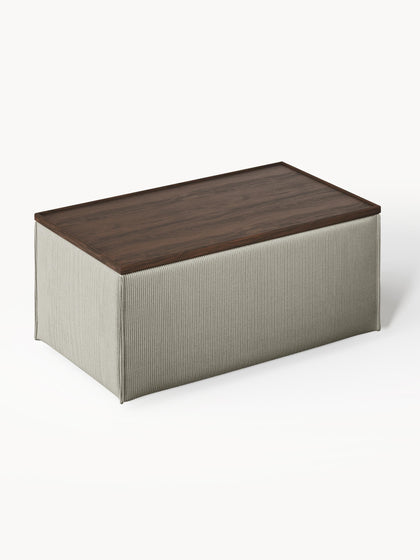 Westwing Reposapiés Puf De Pana Con Espacio De Almacenamiento Lennon