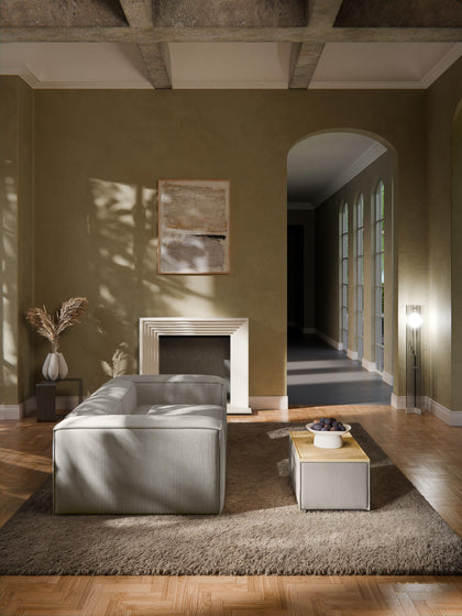 Westwing Reposapiés Puf De Pana Con Espacio De Almacenamiento Lennon