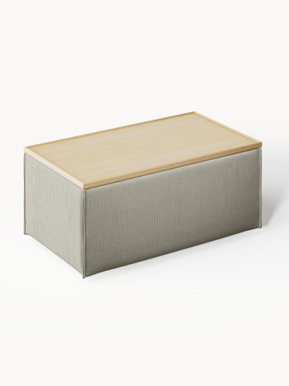 Westwing Reposapiés Puf De Pana Con Espacio De Almacenamiento Lennon