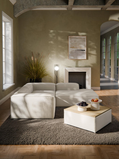 Westwing Reposapiés Puf De Pana Con Espacio De Almacenamiento Lennon