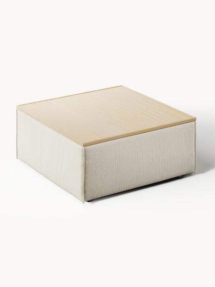 Westwing Reposapiés Puf De Pana Con Espacio De Almacenamiento Lennon