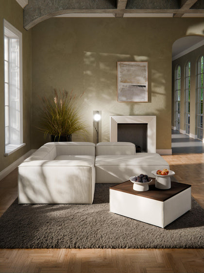 Westwing Reposapiés Puf De Pana Con Espacio De Almacenamiento Lennon