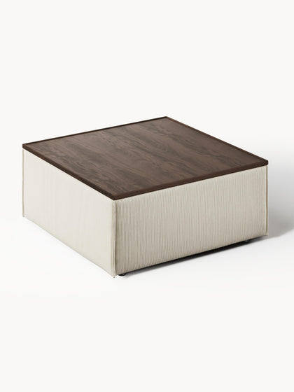 Westwing Reposapiés Puf De Pana Con Espacio De Almacenamiento Lennon