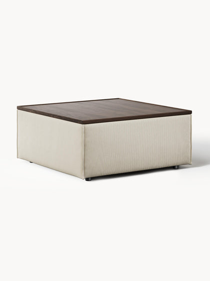 Westwing Reposapiés puf de pana con espacio de almacenamiento Lennon