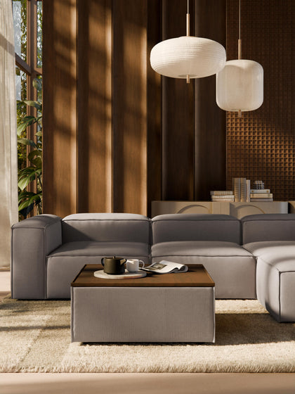 Westwing Reposapiés Puf De Pana Con Espacio De Almacenamiento Lennon