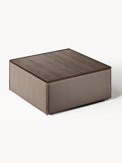 Westwing Reposapiés Puf De Pana Con Espacio De Almacenamiento Lennon