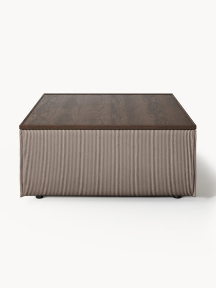 Westwing Reposapiés Puf De Pana Con Espacio De Almacenamiento Lennon