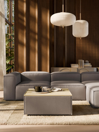 Westwing Reposapiés Puf De Pana Con Espacio De Almacenamiento Lennon