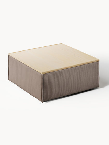 Westwing Reposapiés Puf De Pana Con Espacio De Almacenamiento Lennon